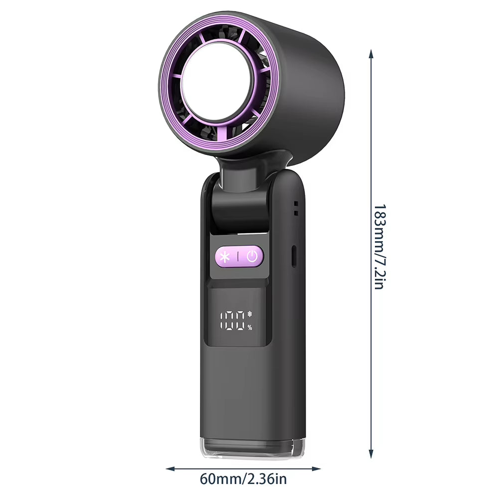 Chilled Ice Sensation Cold Fan 100 Turbos Speed Fan USB Powered Digital Display for Outdoor Camping Travel