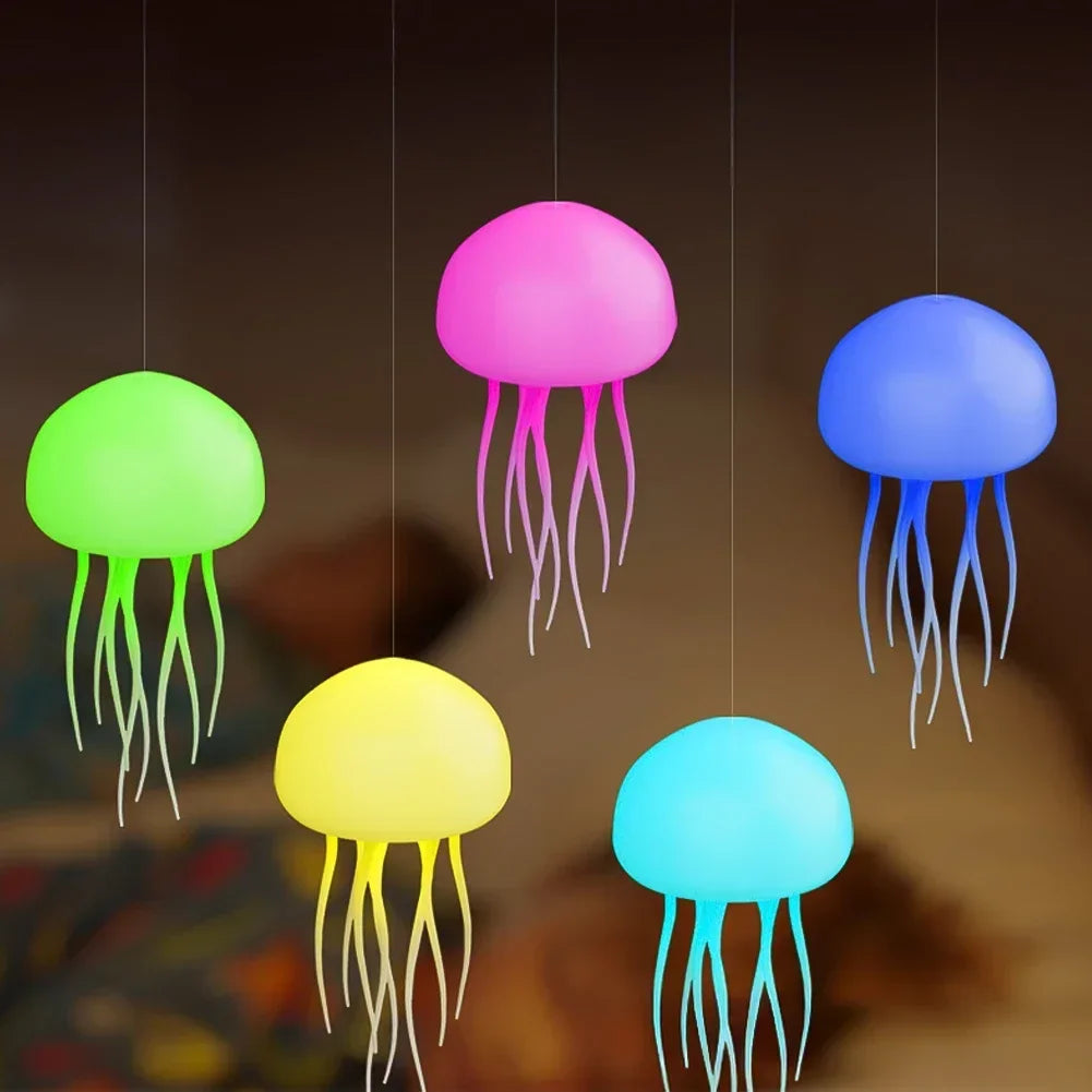 Cartoon Dancing Jellyfish Night Light RGB Gradient Cute Jellyfish Bedside Lamp Voice Control Type-C Charging LED Night Lamp